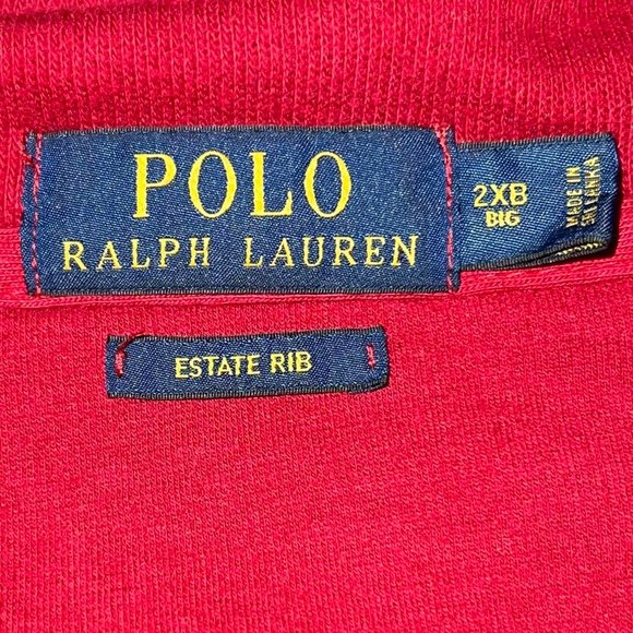 Polo Ralph Lauren Quarter Zip Sweater Knit Red Estate Rib Pullover Size 2XB - Picture 5 of 5